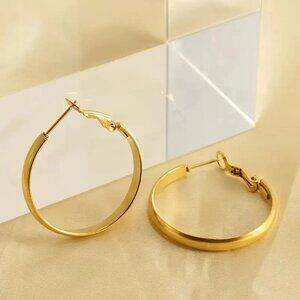 18K Gold Plated Hoop Earrings – Waterproof, Tarnish-Proof